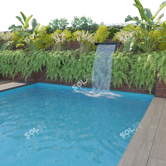 Modern Garden Pool 3D Model 3D model image 4