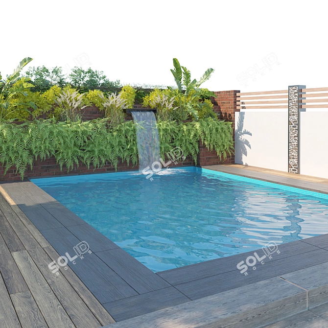 Modern Garden Pool 3D Model 3D model image 5