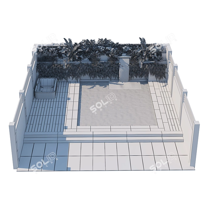 Modern Garden Pool 3D Model 3D model image 6