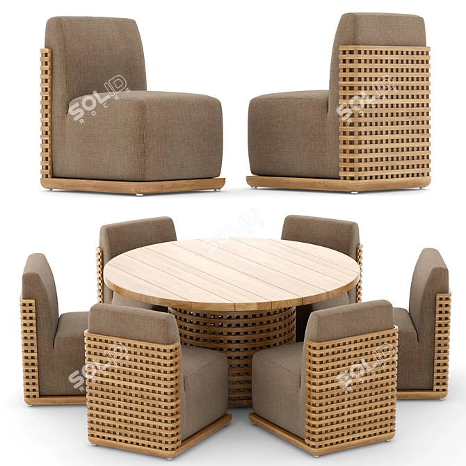 Modern Round Metal Outdoor Chair 3D model image 1