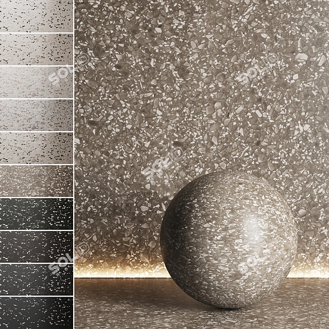 Seamless Terrazzo Marble Textures Set 3D model image 1