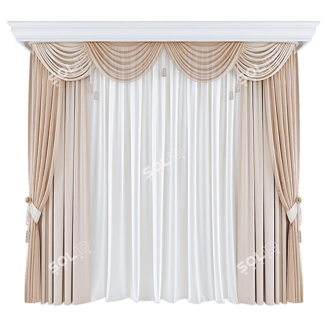 Plush Velvet Curtains Set 3D model image 1