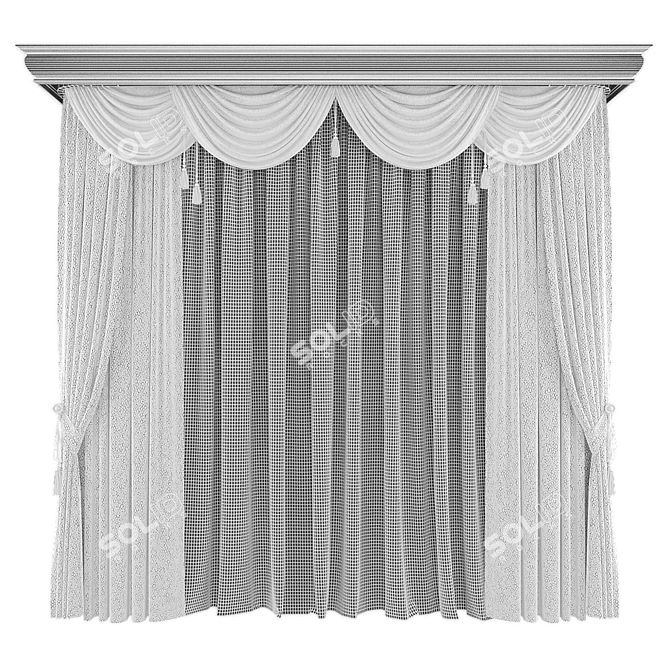 Plush Velvet Curtains Set 3D model image 2