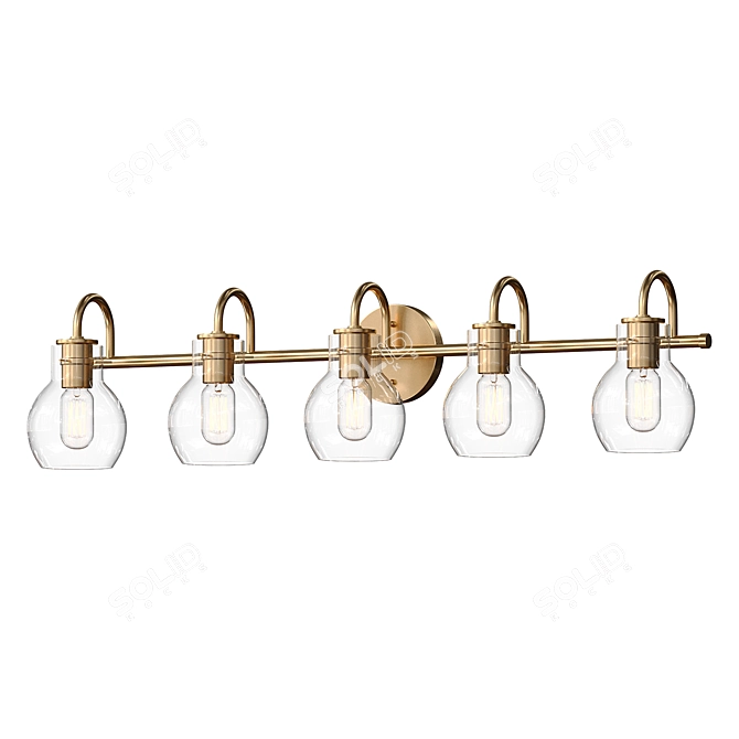 Golden Glow 5-Light Vanity Fixture 3D model image 2