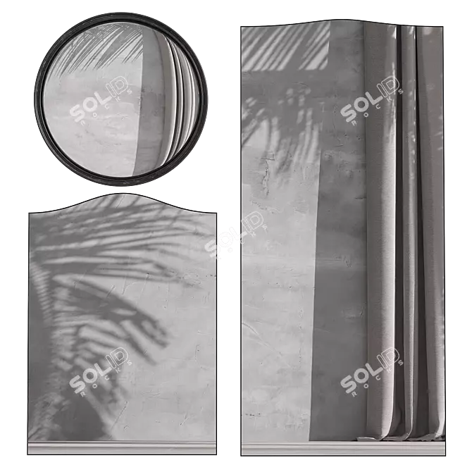 Modern Wave Metal Mirror Set 3D model image 1