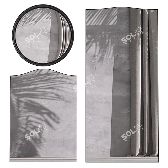 Modern Wave Metal Mirror Set 3D model image 2