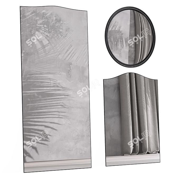 Modern Wave Metal Mirror Set 3D model image 3