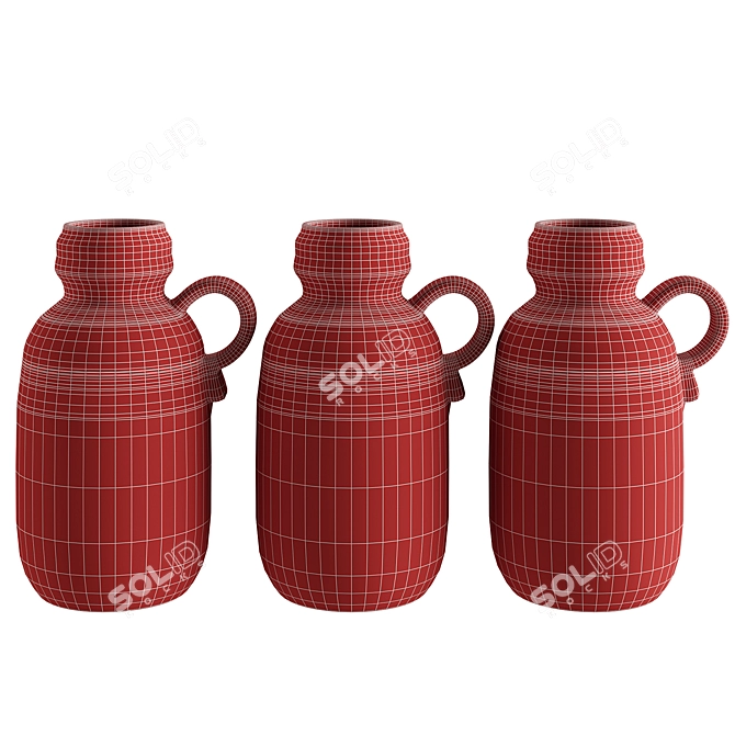 Elegant Lava Vases Set 3D model image 3