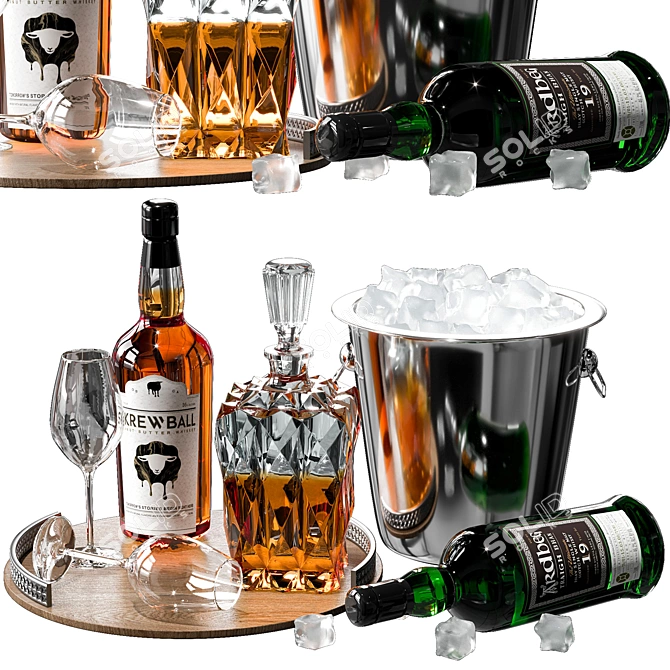Premium Whiskey Decanter Set No5 3D model image 2