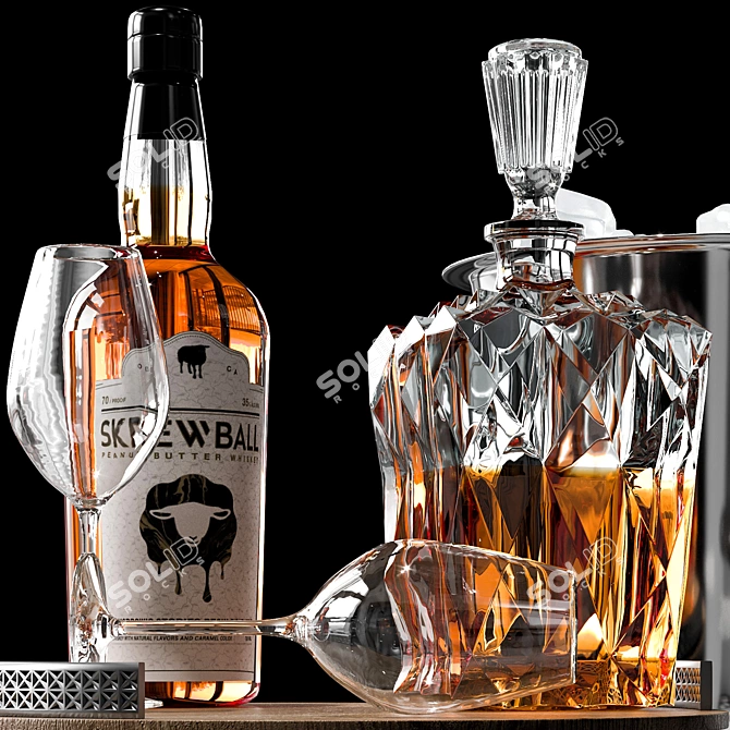 Premium Whiskey Decanter Set No5 3D model image 3
