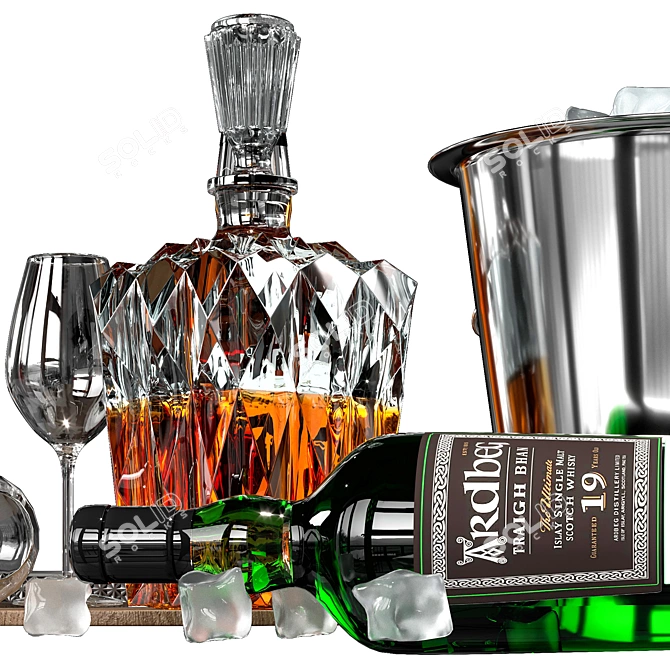 Premium Whiskey Decanter Set No5 3D model image 4