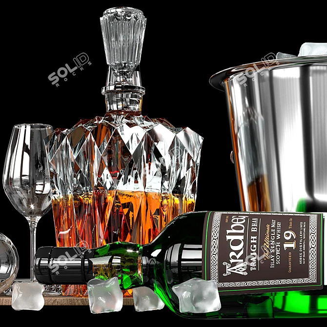 Premium Whiskey Decanter Set No5 3D model image 6