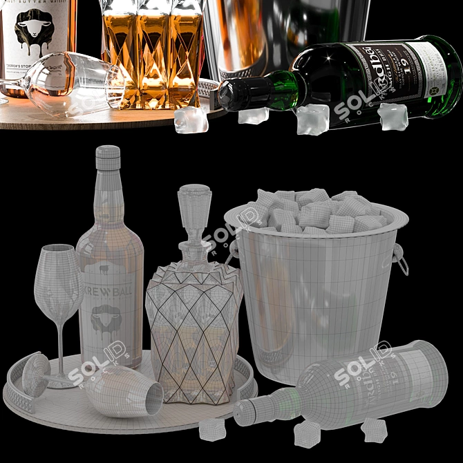 Premium Whiskey Decanter Set No5 3D model image 7