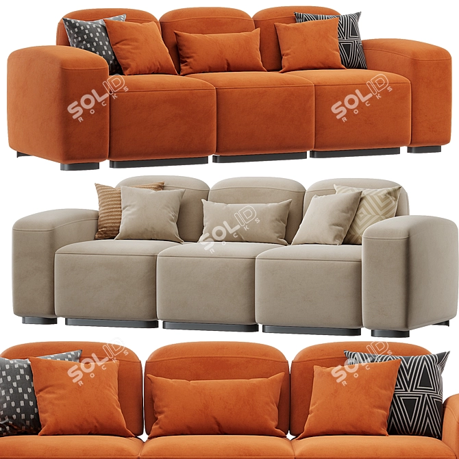 Modern Black Sofa Set 2014 3D model image 2