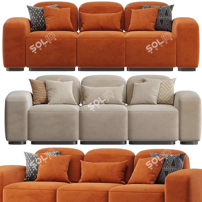 Modern Black Sofa Set 2014 3D model image 3