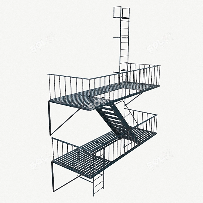 Urban Fire Escape Model 3D model image 2