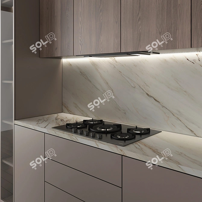 Modern Corner Kitchen 3D Model 3D model image 3