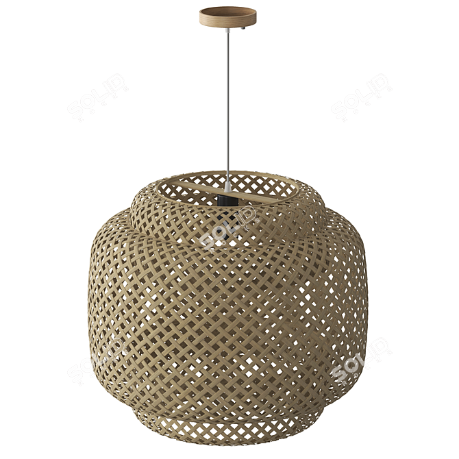 Natural Rattan Ceiling Lamp 3D model image 2