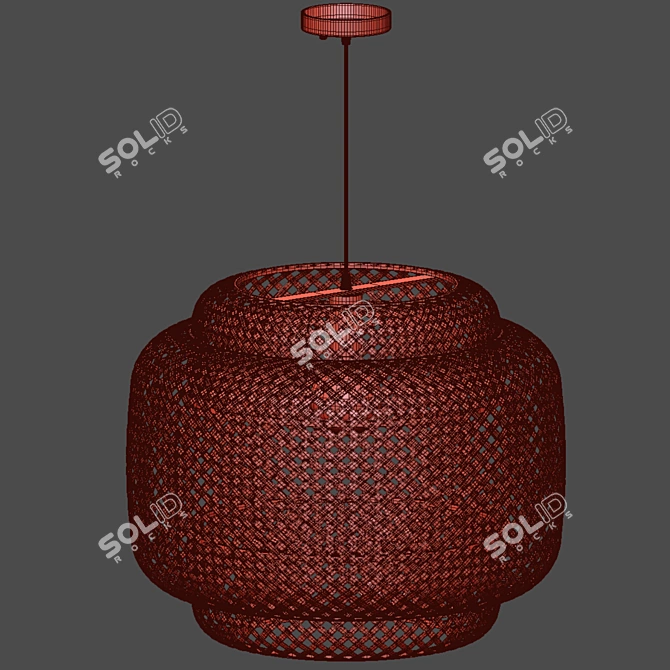 Natural Rattan Ceiling Lamp 3D model image 3