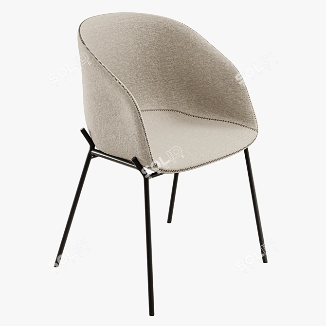 Yvette Light Grey Chair 3D model image 1