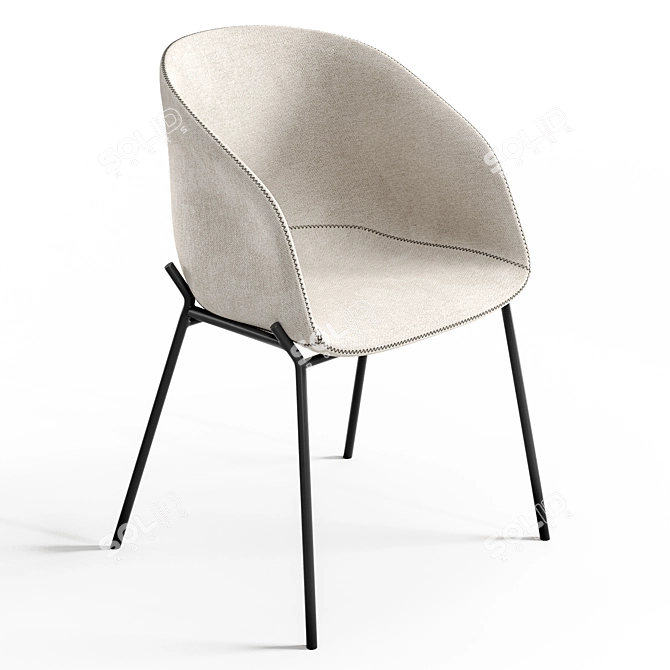 Yvette Light Grey Chair 3D model image 3