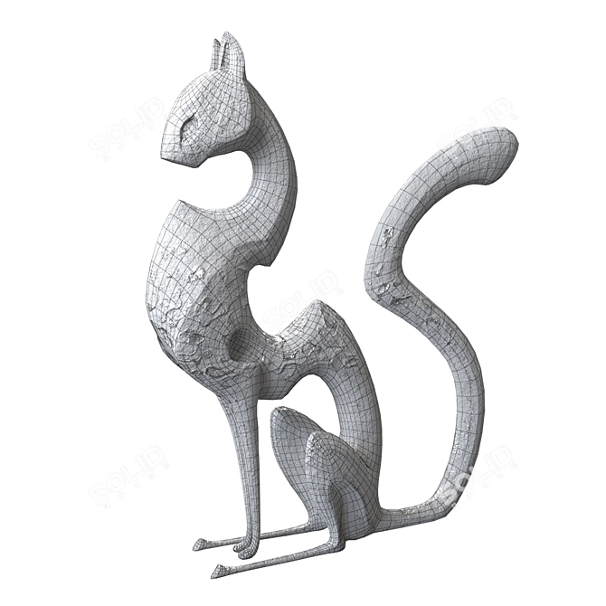 Metal Cat Figurine Home Decor 3D model image 3