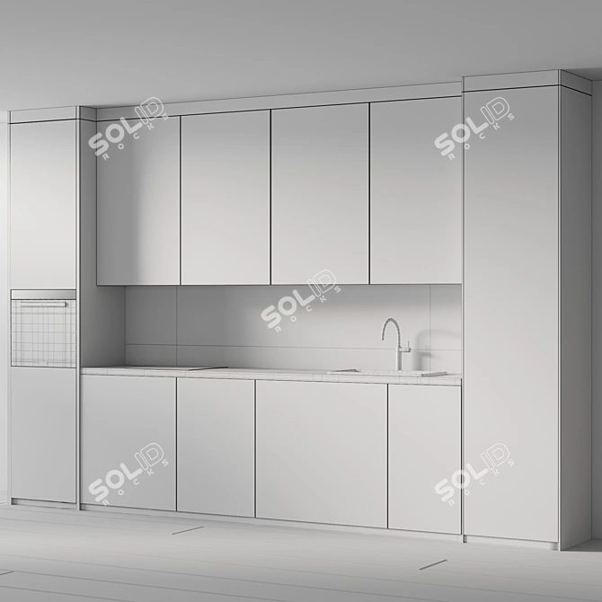 Sleek 2015 Modern Kitchen Kit 3D model image 3