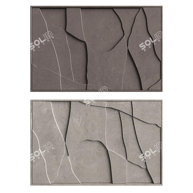 Geometric Relief Art Sculpture 3D model image 2