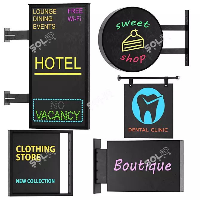 Customizable 3D Sign Set 3D model image 4