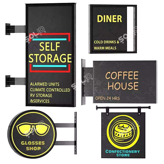 Customizable 3D Sign Set 3D model image 6