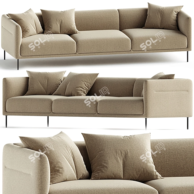 Modern Comfort Konami 3-Seater 3D model image 1