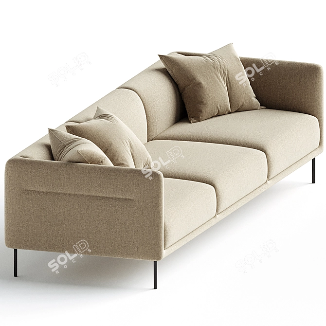 Modern Comfort Konami 3-Seater 3D model image 2