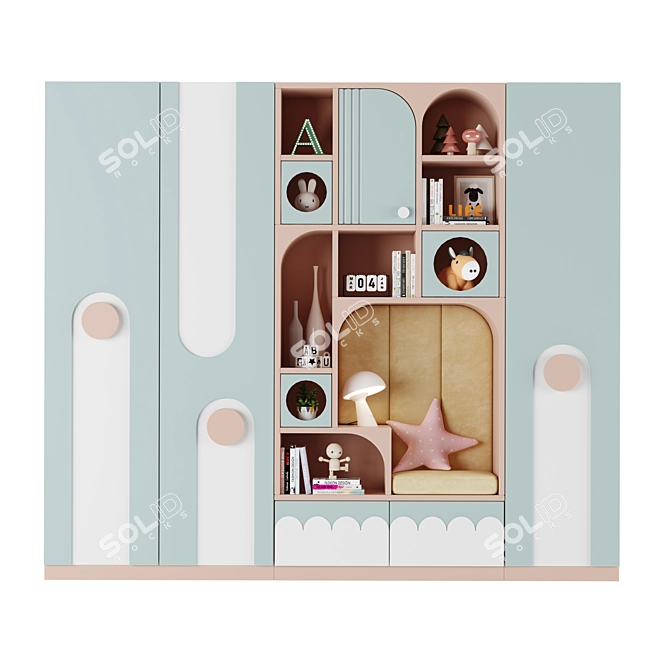 Customizable Children's Wardrobe Set 3D model image 1