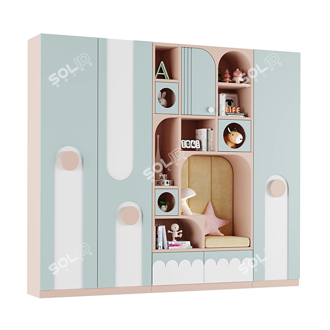 Customizable Children's Wardrobe Set 3D model image 2