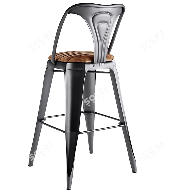 Industrial Style Gray-Natural Iron Stool 3D model image 3