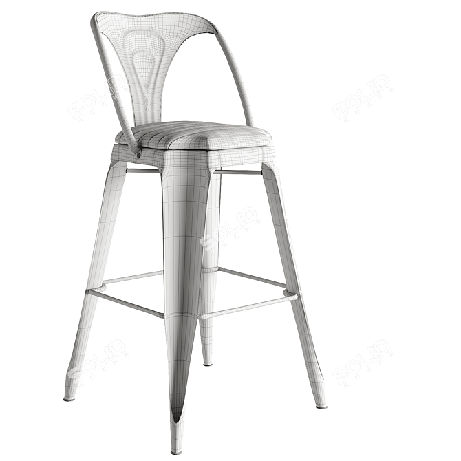 Industrial Style Gray-Natural Iron Stool 3D model image 6