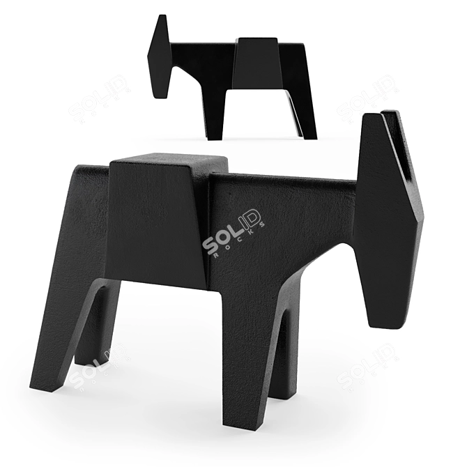 Modern Cast Iron Donkey Sculpture 3D model image 1