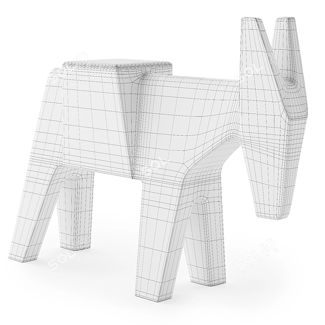 Modern Cast Iron Donkey Sculpture 3D model image 3