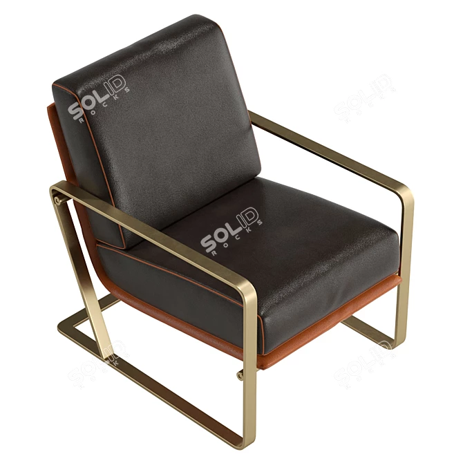 Luxury Sled Base Leather Chair 3D model image 5