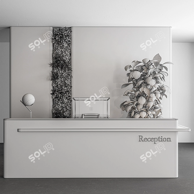 Modern Reception Desk Office Set 3D model image 4