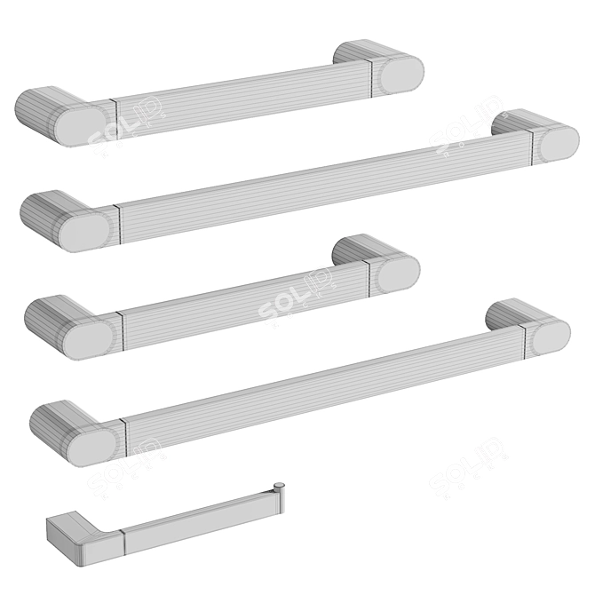 Chrome Towel Bars Collection 3D model image 2