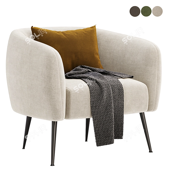 Stylish DAVI Armchair, 3 Colors 3D model image 1