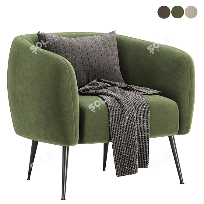 Stylish DAVI Armchair, 3 Colors 3D model image 2