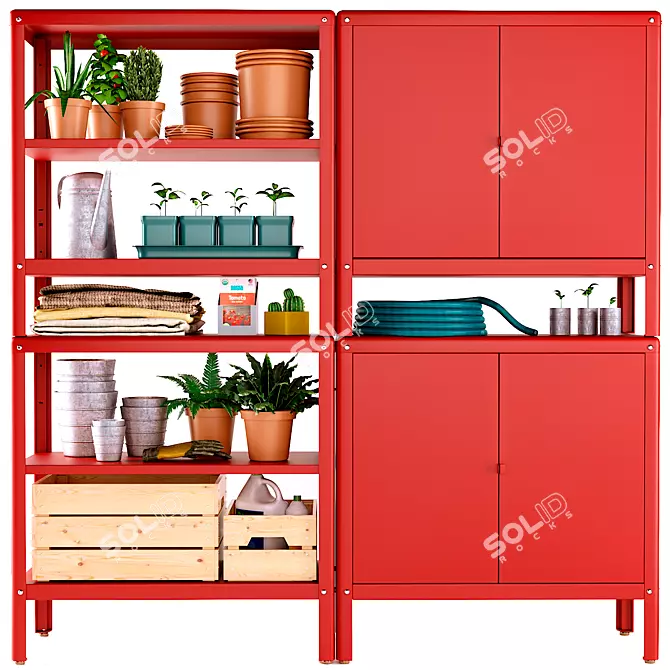 Outdoor Storage Solution with Cabinets 3D model image 1