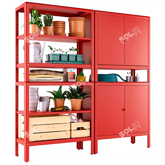 Outdoor Storage Solution with Cabinets 3D model image 3