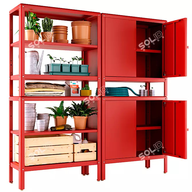 Outdoor Storage Solution with Cabinets 3D model image 4