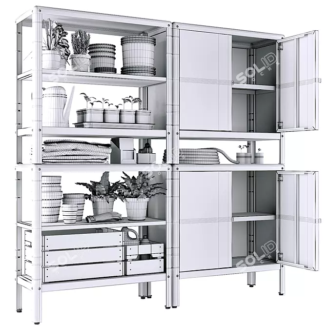 Outdoor Storage Solution with Cabinets 3D model image 5