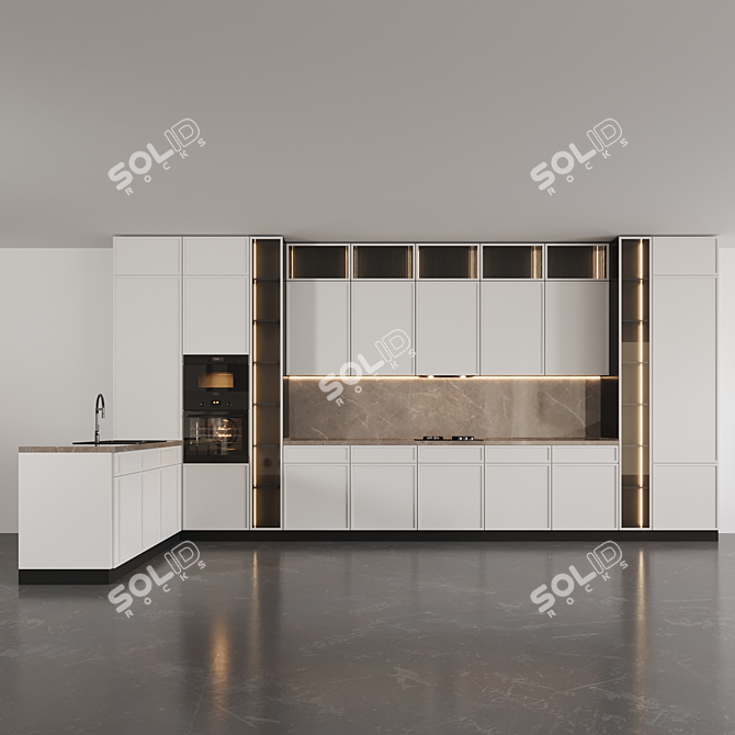  Kitchen 66 Set: Range Hood, Cooktop, Oven, Microwave, Sink, Faucet 3D model image 2