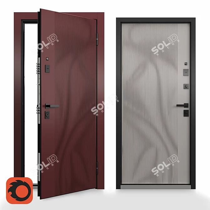 Customizable Steel Apartment Door 3D model image 1
