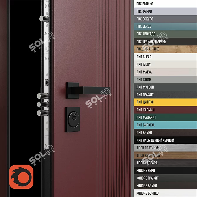 Customizable Steel Apartment Door 3D model image 2